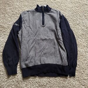 Glenmuir 1/4 Zip Sweeter Pullover Golf Men's XL Gray Multi Color Preppy Pattern
